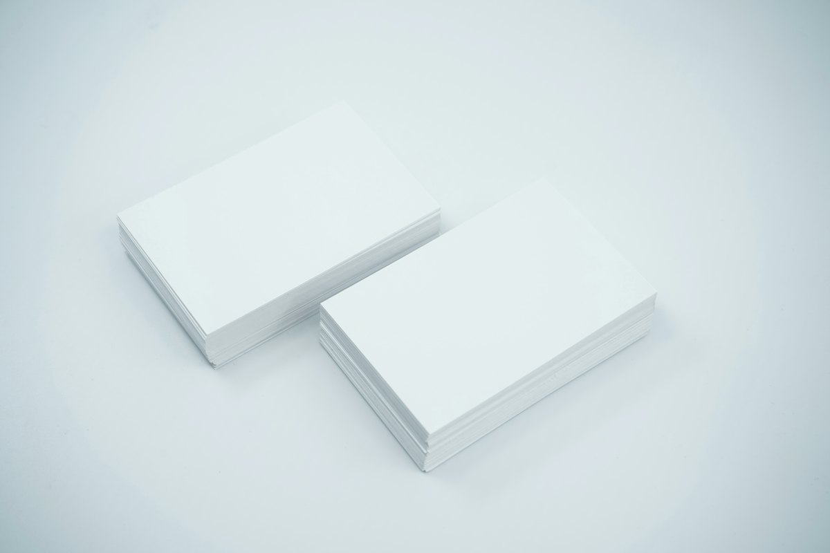 Stacks of blank business cards
